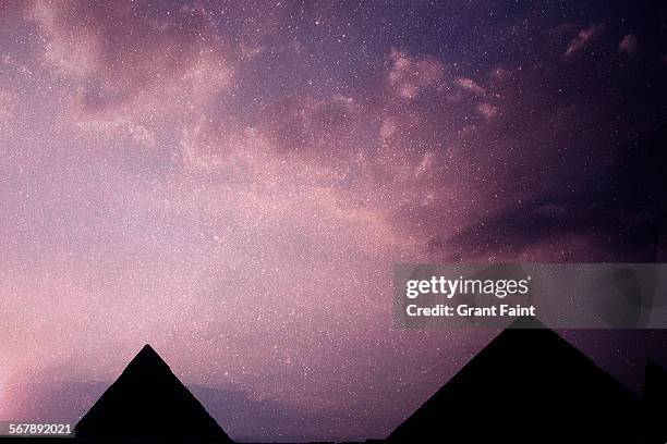 stars above pyramids - giza pyramids stock pictures, royalty-free photos & images