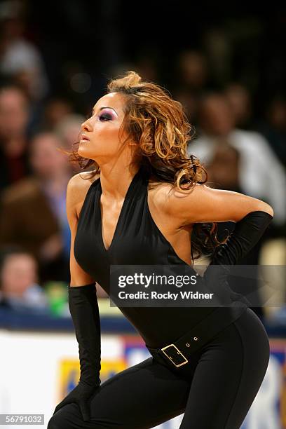 Golden State Warrior Girl performs during an intermission in the game against the Los Angeles Clippers at the Arena in Oakland on January 23, 2006 in...
