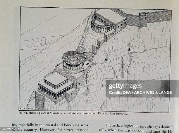 Reconstructive drawing of the Palace of Herod the Great at Masada, Israel.