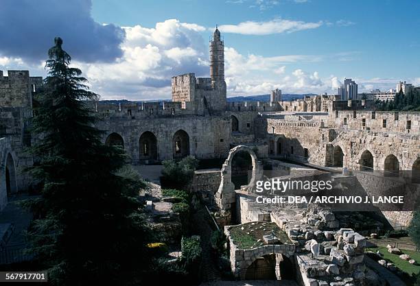 View of the excavations within the Tower of David , Old City of Jerusalem , Israel.