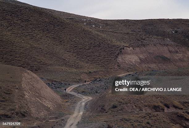 Road near Takht-e Soleyman archaeological site, Iranian Azerbaijan, Iran.