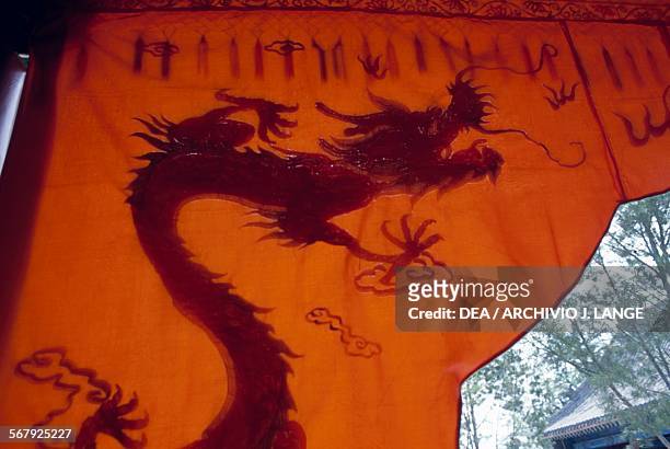 Dragon, decoration on a tent in Yunju temple, Fangshan district, Beijing, China.