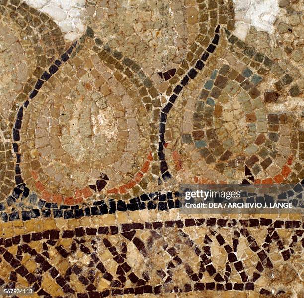 Figs, mosaic from Hadrumetum, Sousse, Tunisia. Roman civilisation. Detail. Tunis, Musée National Du Bardo