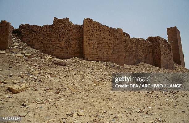 View of the fortified city of Baraqish or Barakish , Yemen. Minaeans civilisation.