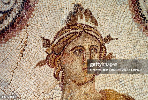 Mosaic of the nine Muses, from Thysdrus, El Djem, Tunisia. Roman civilisation, 3rd century AD. Detail. El Djem, Musée Archéologique