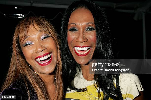 Singers Anita Pointer and Ruth Pointer from The Pointer Sisters attend the William Morris Agency Grammy Party on February 8, 2006 in Beverly Hills,...