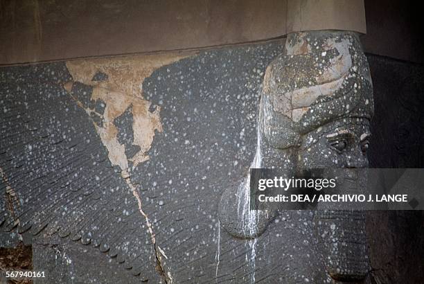 Lamassu, colossal statue of a winged bull with a human face, Nimrud, Iraq. Assyrian civilisation, 9th-8th century BC.