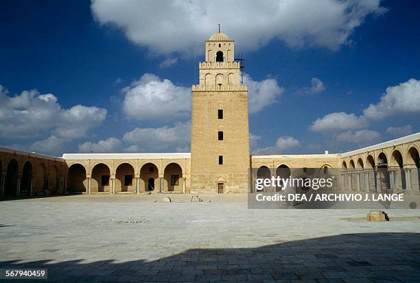 Minaret of the Mosque of 'Uqba or Great Mosque of Kairouan , Kairouan Governorate. Tunisia, 9th century.