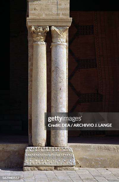 Capitals of columns coming from Roman buildings, Mosque of 'Uqba or Great Mosque of Kairouan , Kairouan Governorate, Tunisia.