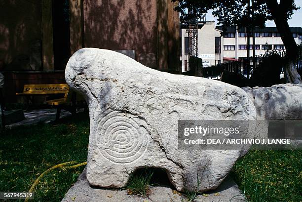 Ram statue used in Christian times as a tombstone, Van, Eastern Anatolia, Turkey. Urartian civilisation. Van, Van Museum