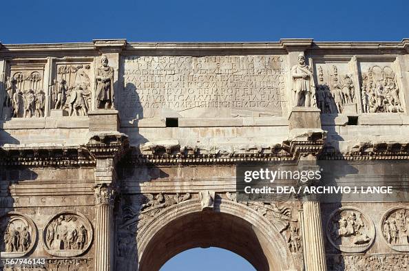 Roman Arch Inscription The main inscription on the Arch of Constantine, 315 AD, Rome's... News ...