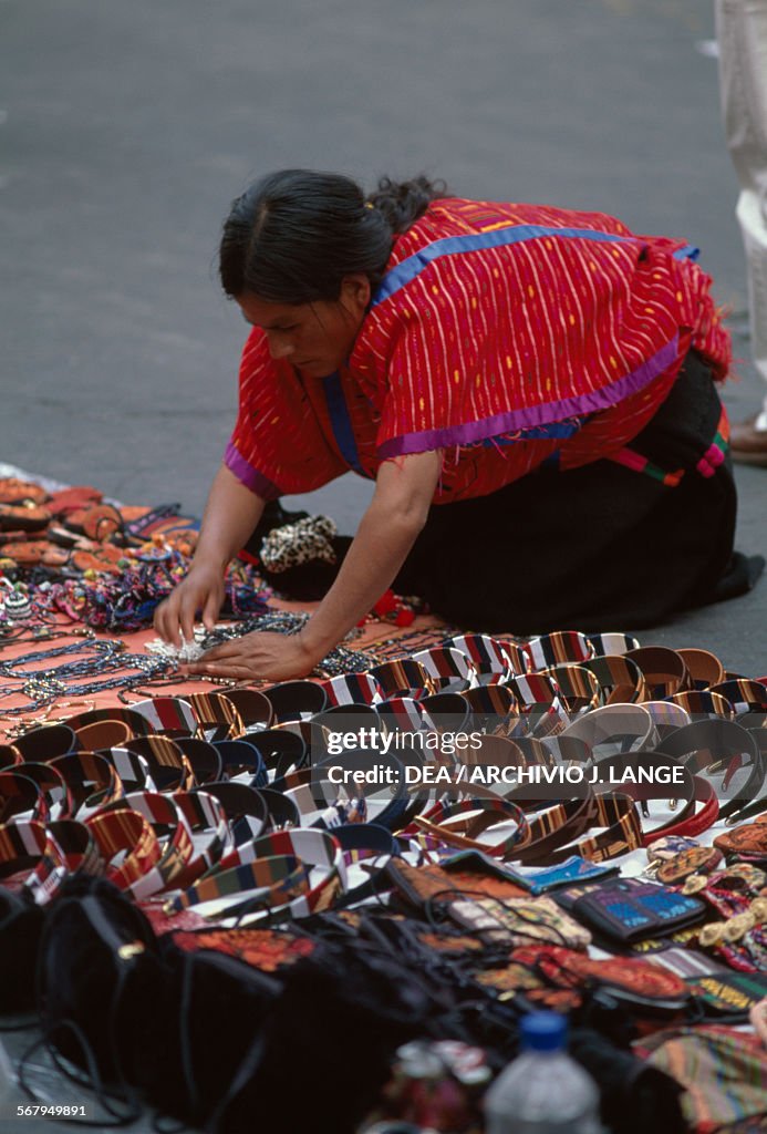 Woman selling crafts, market, Mexico City