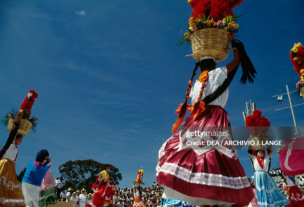 Women in traditional costumes at festival, Oaxaca