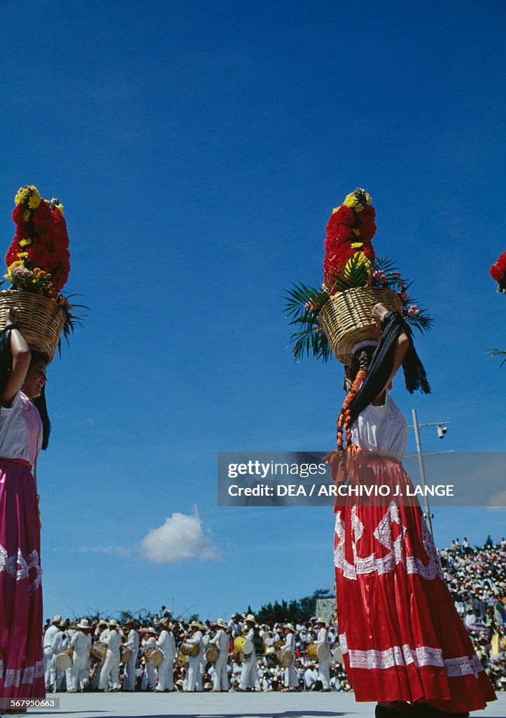 Women in traditional costumes at festival, Oaxaca