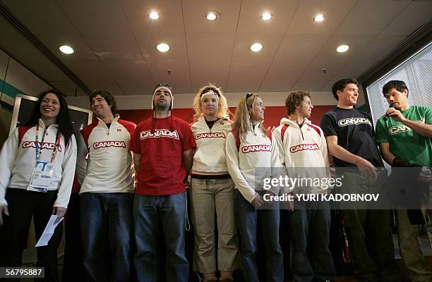 Canada's snowboard team members Alexa Loo, Hugo Lemay, Drew Neilson, Dominique Maltais, Erin Simmons, Francois Boivin, Brad Martin and Jasey Jay...