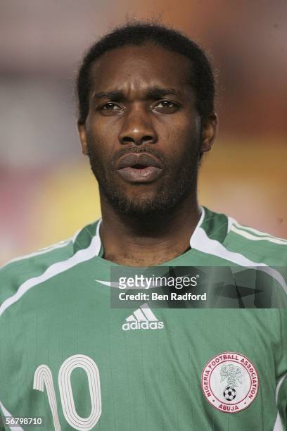 Jay Jay Okocha of Nigeria, playing his final game for Nigeria, during The African Cup of Nations, Third Place Playoff match between Senegal and...
