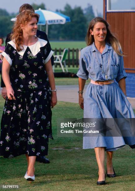 Sarah Ferguson Duchess of York with her mother, Susan Barrantes, at Polo in Windsor.