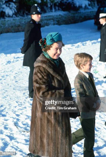 Queen Elizabeth II and her grandson, Peter Phillips at Sandringham.