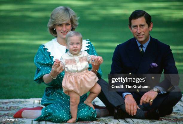 The Prince and Princess of Wales with their son, Prince William during a visit to Auckland, New Zealand.