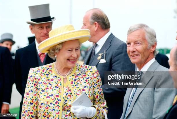 Queen Elizabeth II at the Derby with Lester Piggott.