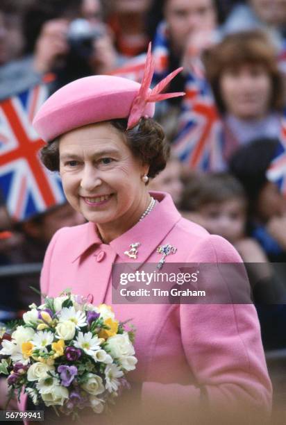 Queen Elizabeth II meeting the public during a walkabout in Kent.