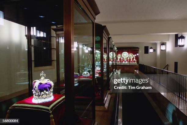 The crown jewels on display inside the Tower of London.