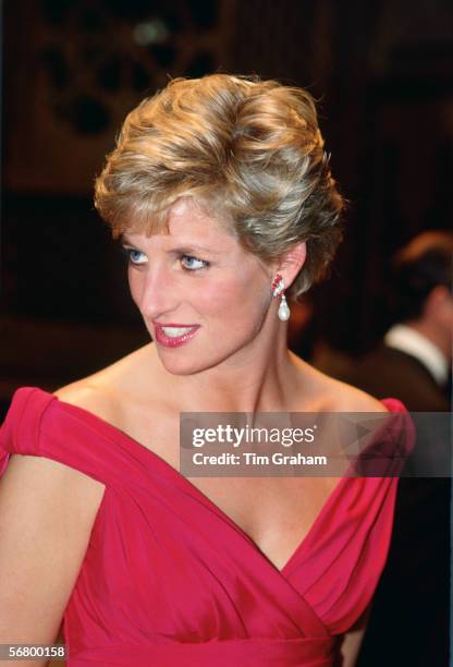 Diana Princess of Wales attends a performance by the Welsh National Opera during a visit to Japan.