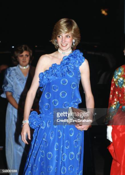 Princess Diana, Princess of Wales at the Guildhall in London for a fashion show raising funds for Birthright, the charity for which she is Patron.