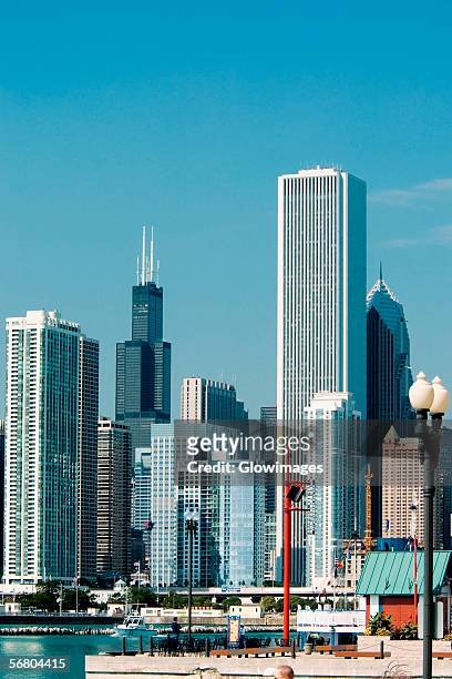 panoramic view of the city, chicago, illinois, usa - navy pier stock-fotos und bilder