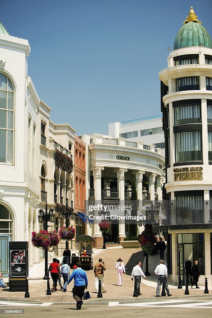 Group of people walking on a street, Rodeo Drive, Los Angeles, California, USA