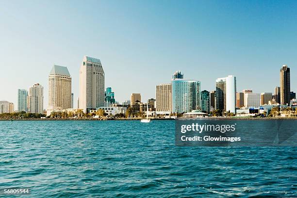 panoramic view of downtown san diego from coronado island, san diego, california, usa - san diego skyline stock-fotos und bilder