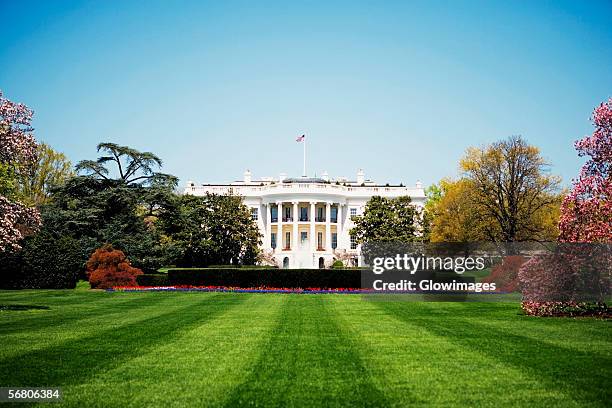 low angle view of the white house, washington dc, usa - white house exterior - fotografias e filmes do acervo