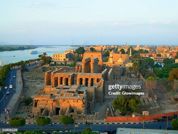 high angle view of a city, temple of luxor, luxor, egypt - temple of luxor stock pictures, royalty-free photos & images