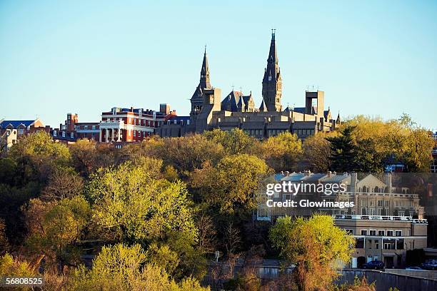 high angle view of the georgetown university campus, washington dc, usa - george town stock pictures, royalty-free photos & images