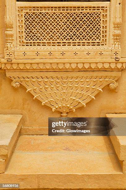 caved wall of a palace, rajmahal, jaisalmer, rajasthan, india - caved stock pictures, royalty-free photos & images