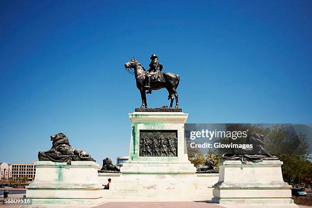 low angle view of ulysses s. grant on a horseback statue, united states capitol building, washington dc, usa - ulysses s grant statue stock pictures, royalty-free photos & images