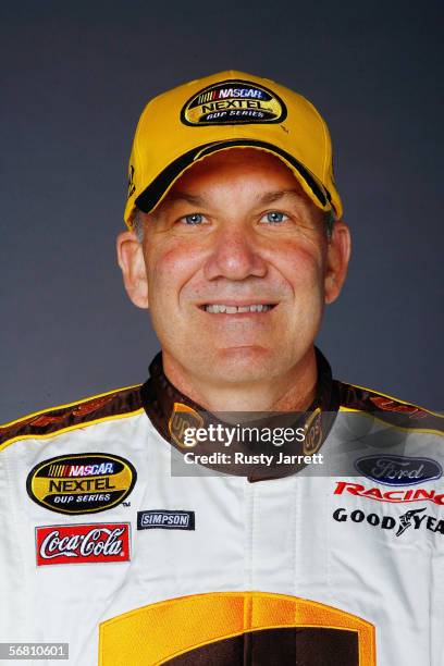 Dale Jarrett, driver of UPS Ford at NASCAR media day Daytona International Speedway on February 9, 2006 in Daytona, Florida.