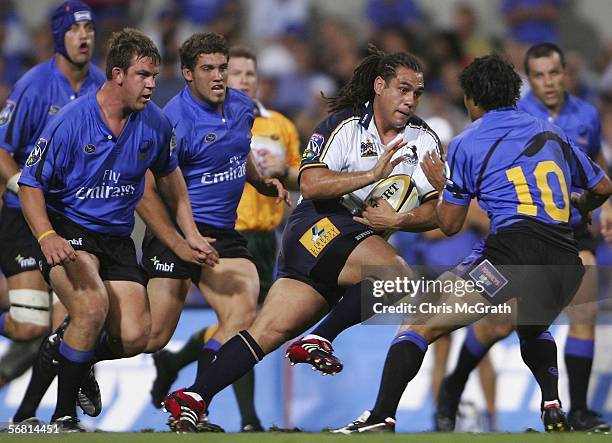 George Smith of the Brumbies looks to make a break during the round one Super 14 match between the Western Force and the Brumbies played at Subiaco...