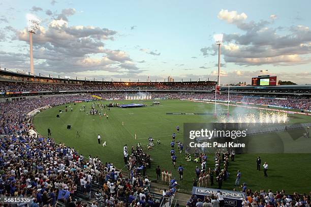 General view of Subiaco Oval as the Force enter the field during round 1 of the Super 14 competition between the Western Force and the ACT Brumbies...