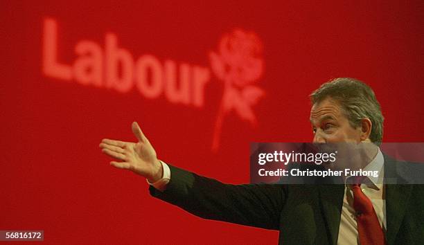 Prime Minister Tony Blair makes his key speech during Labour's spring conference in Blackpool on February 10 Blackpool, England. Prime Minister Tony...