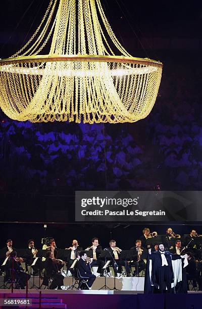 Luciano Pavarotti, Italian tenor perfoms during the Opening Ceremony of the Turin 2006 Winter Olympic Games on February 10, 2006 at the Olympic...