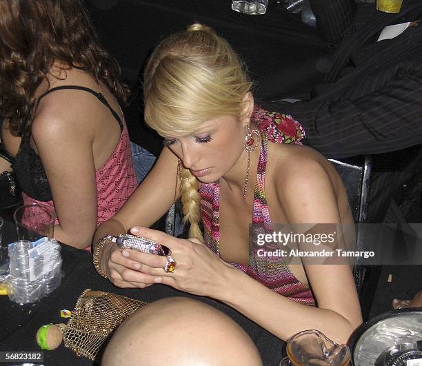 Socialite Paris Hilton makes an appearance at Mansion nightclub for Beacher's Madhouse on February 10, 2006 in Miami, Florida.