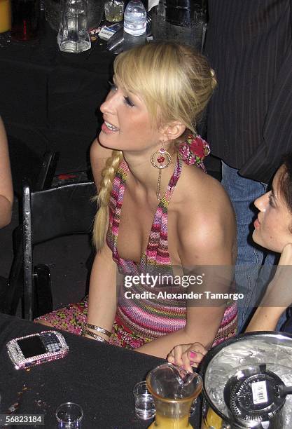 Socialite Paris Hilton makes an appearance at Mansion nightclub for Beacher's Madhouse on February 10, 2006 in Miami, Florida.