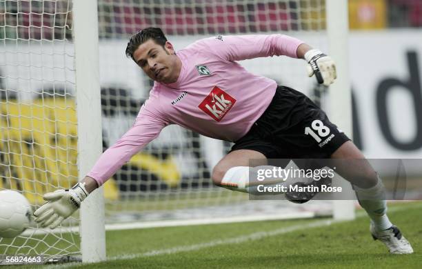 Tim Wiese goalkeeper of Bremen seen in action during the Bundesliga match between Werder Bremen and 1. FC Kaiserslautern at the Weserstadium on...