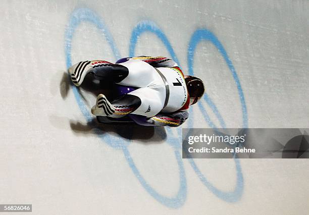 Georg Hackl of Germany competes in the Mens Luge Single event on Day 1 of the 2006 Turin Winter Olympic Games on February 11, 2006 in Cesana Pariol,...
