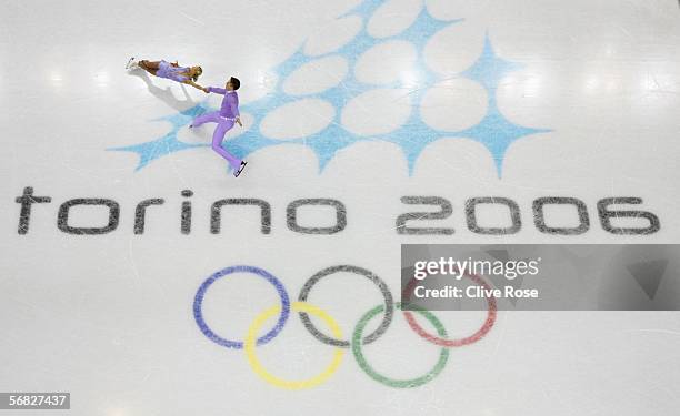 Julia Obertas and Sergei Slavnov of Russia compete in the Pairs Short Program Figure Skating during Day 1 of the Turin 2006 Winter Olympic Games on...