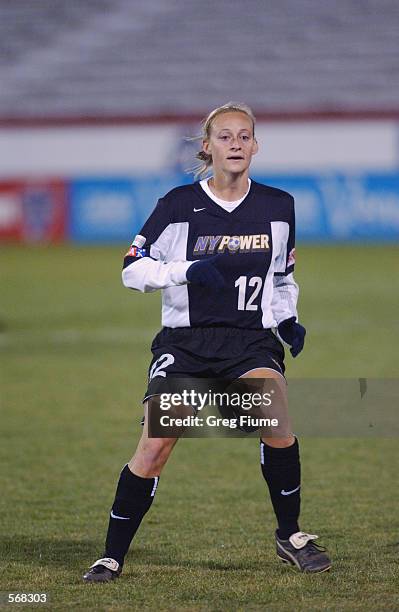 Krista Davey of the New York Power during the WUSA game against the Boston Breakers in Richmond, Virginia on March 23, 2002. The Breakers won 2-1.