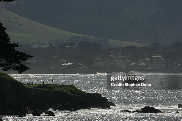 General view of the seventh green and Monterey Bay during the final round of the AT&T Pro Am on February 12, 2006 at the Pebble Beach Golf Links Golf...