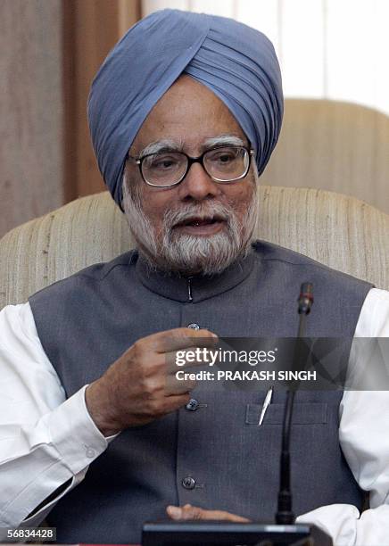 Indian Prime Minister Manmohan Singh speaks during an United Progressive Alliance -Left Coordination Committee meeting in New Delhi, 13 February...