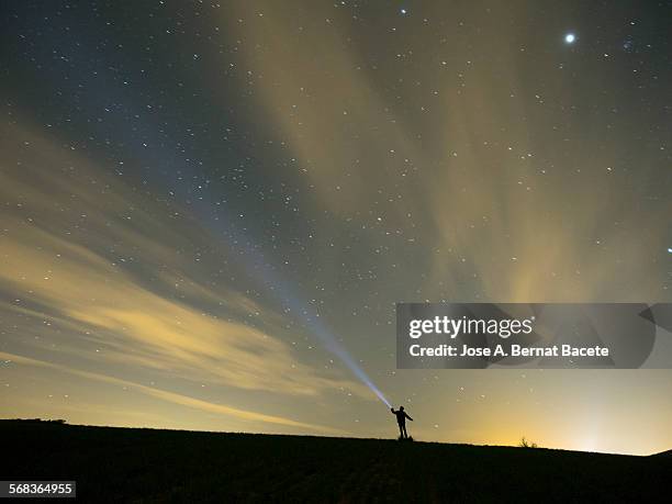 silhouette of a man in a field of wheat - polaris stock pictures, royalty-free photos & images